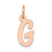 14k Rose Gold Small Script Letter G Initial Charm Pendant Necklace Jewelry Gifts for Women