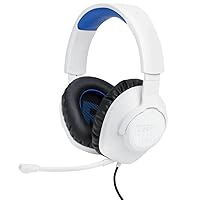 JBL Quantum 100P - Wired Over-Ear Gaming Headset with a Detachable mic, QuantumSOUND Signature, Memory Foam Comfort, Compatible with Windows Sonic Surround Sound (White)
