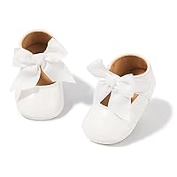 ohsofy Infant Baby Girls Mary Jane Flats Soft Sole Non-Slip Bowknot Princess Wedding Dress Shoes Toddler Crib Shoes