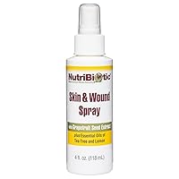 NutriBiotic Skin & Wound Spray with GSE, 4 Fl Oz | Grapefruit Seed Extract Plus Tea Tree & Lemon Essential Oils | Helps Support Healthy Skin Tissue & Flush Irritants from Minor Wounds | Non-Medicated