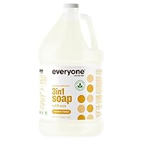 Everyone 3-in-1 Soap, Body Wash, Bubble Bath, Shampoo, 1 Gallon, Coconut and Lemon, Coconut Cleanser with Plant Extracts and Pure Essential Oils