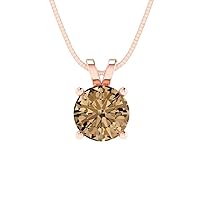 0.95ct Round Cut unique Fine jewelry Champagne Simulated diamond Gem Solitaire Pendant With 16