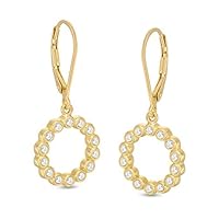 0.33 CT Round Cut Created Diamond Circle Outline Drop Earrings 14k Yellow Gold Over