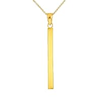 SOLID GOLD VERTICAL BAR PENDANT NECKLACE - Gold Purity:: 10K, Pendant/Necklace Option: Pendant With 20
