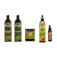 Organic Post-Treatment Keratin Set (Shampoo 16 oz, Conditioner 16 oz, Mask 8 oz, Leave-In Spray 8 oz, Argan Oil 2 oz) - Salt & Sulfate Free - For Damaged, Thin and Dry Hair