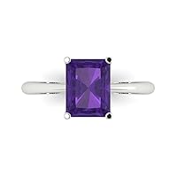 Clara Pucci 2.4ct Radiant Cut Solitaire Natural Amethyst Proposal Wedding Bridal Designer Anniversary Ring 14k White Gold for Women