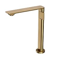 Bathroom Brass Tall Extra Long Spout Single Handle One Hole Vessel Basin Sink Bowl Mixer Faucet Lavatory Vanity Tap Brushed Gold