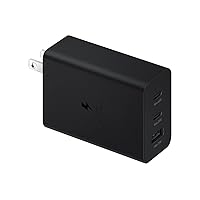 SAMSUNG 3-Port Super Fast Charging Wall Charger, 1x USB-C 65W, 1x USB-C 25W, 1x USB-A 15W, Max capacity 65W (Cable not included), Black, US version