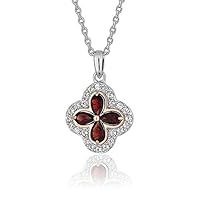 2 CT Pear Cut Created Ruby & Diamond Flower Engagement Pendant Necklace 14k White Gold Over