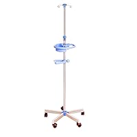 Movable Trolleys, Household Serving Cart Portable Stainless Steel High and Low Adjustable Deluxe Drip Stand Infusion Holder on 4 Hooks, 5 Universal Wheels