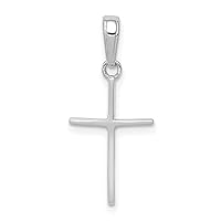 Solid 14k White Gold Polished Cross Pendant - 24.3mm