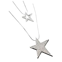 Multilayer Rhinestone Inlaid Hollow Star Women Sweater Chain Long Necklace Pendant Clothing Accessories Professional Processed