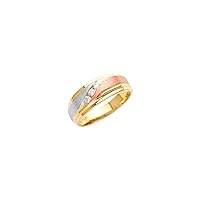 14k Yellow Gold White Gold and Rose Gold Mens CZ Cubic Zirconia Simulated Diamond Wedding Band Trio Set Ring Size 10 Jewelry for Men