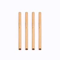 Set of 4 Reusable Boba Bamboo Straws - 8 Inch - Perfect for Milkshake, Milk Teas, Juice, Smoothies - 100% Natural, Hand Carved by Artisans, Eco-Friendly & Sustainable