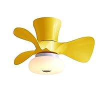 Kids Ceiling Fans with Lights Fan Ceiling Light with Remote Control Reversible Silent 6 Speeds Fan Ceiling Light Bedrooms Dimmable Led Ceiling Fans with Lights and Timer/Yellow