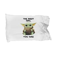 The Best Girl Pillowcase You are Cute Baby Alien Funny Gift for Sci-fi Fan Birthday Present Gag Space Movie Theme Lover Pillow Cover Case 20x30