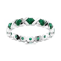 Emerald Bezel Set Square 2.00mm Eternity Band Ring | Sterling Silver 925 With Rhodium Plated | Bezel Set Eternity Band For Girls And Woman's