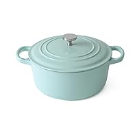 Cast iron enamel pot household casserole seafood stew pot soup stew pot enamel pot (Color : Green, Size : 22 * 9.5cm)