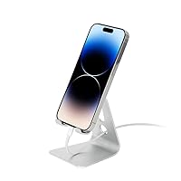 Adjustable Cell Phone Stand, Aluminum Desktop Phone Dock Holder Compatible with iPhone 15 14 13 12 11 Pro, SE, XR, 8 Plus 7 6, Samsung Galaxy, Google Pixel and More, Silver