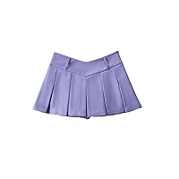High Waist Women's A-Line Skirts Sexy gray9 Mini Skirt Female Korean Streetwear Vintage Pleated Skirt for Girls L Violet