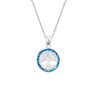 Lucky Blue Opal Celtic Tree of Life Solid 925 Sterling Silver Pendant Necklace