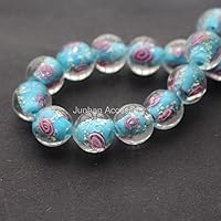 Ankom 20Pieces/Lot 12mm Luminous Lampwork Glass Beads Flower Beads Ocean Blue color jewelry making