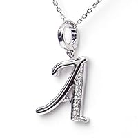 Silver Diamond Initial Pendant A with Silver Chain