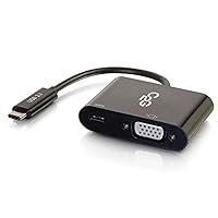 C2G USB Adapter, Video Adapter with Power, USB C to VGA, Black, Cables to Go 29533