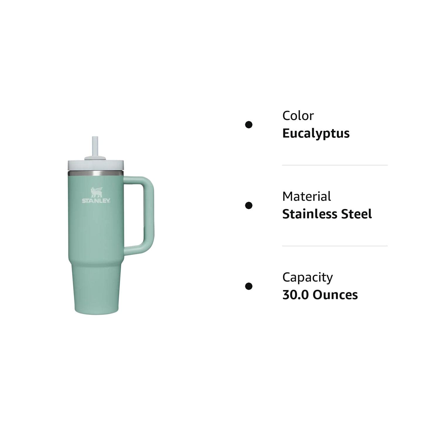 Stanley Adventure Eucalyptus 30oz - Reusable Vacuum Quencher Tumbler with Straw, Leak Resistant Lid, Insulated Cup, Maintains Cold, Heat, and Ice for Hours