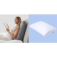 Casper Sleep Backrest Pillow, One Size, Gray & Sleep Essential Cooling Pillow, Standard, White