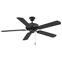 5 Blade Outdoor Ceiling Fan In Traditional Style-15 Inches Tall and 52 Inches Wide-Matte Black Finish