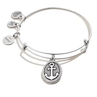 Alex and Ani Path of Symbols Expandable Bangle for Women, Anchor Charm, Rafaelian Silver Finish, 2 to 3.5 in