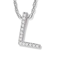 Diamond Initial Pendant L in 14k White Gold