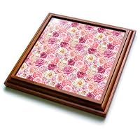 3dRose Pretty Pink Flower Pattern - Trivets (trv-381635-1)
