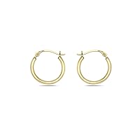14K Solid Gold 1MMX14MM French Lock Hoop Earrings- Yellow Gold - Jewelry for Women/Girls - Small Hoop Earrings