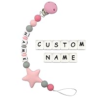 Personalized Pacifier Clip with Name (Pink)