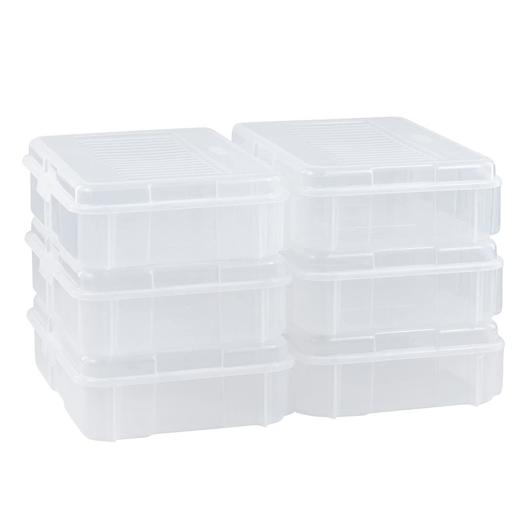 Rubbermaid 7.2 Qt. Handi-Box, Stackable Plastic Storage Bin with Latching Lid, Pack of 6, Great for Shoe Storage, Classroom Organization, Cube Organizer and Kitchen Pantry Container, Clear