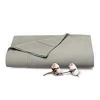 Pizuna Cotton Twin Flat Sheet Silver, 400 Thread Count 100% Long Staple Combed Cotton Sateen Weave Twin XL Flat Bed Sheets (Silver Twin XL Flat Sheet Only - 1PC)