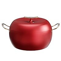 Cooking Pot, Soup pot 6L 26cm Apple Shape Enameled Cast Iron Dutch Oven with Dual Handle Suitable for All stoves, Saucepan Grill Pan Induction Cooker Gas, Kitchenware
