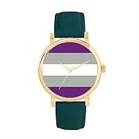 Pride Graysexual Flag Watch Ladies 38mm Case 3atm Water Resistant Custom Designed Quartz Movement Luxury Fashionable