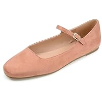 Journee Collection Womens Carrie Flat with Vegan Suede and Buckle Detail