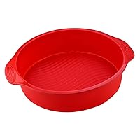 2pieces silicone color cake baking tray mold cake mold box microwave oven baking silicone cake mold mold（red）