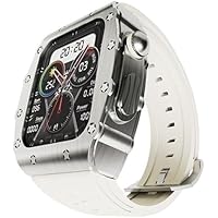 Luxury Men Zinc Alloy Watch Case Slicone Band，For Apple Watch 45mm 44mm Replacement Accessories，Rm Metal Bezel Modification Kit，For Iwatch Ultra 8/7/6/5/4/SE Series DIY