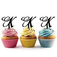 TA0726 K Letter Alphabet Silhouette Party Wedding Birthday Acrylic Cupcake Toppers Decor 10 pcs