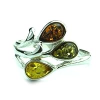 Lovely Baltic Amber & 925 Sterling Silver Designer Ring M477-Q, US Size-8.5
