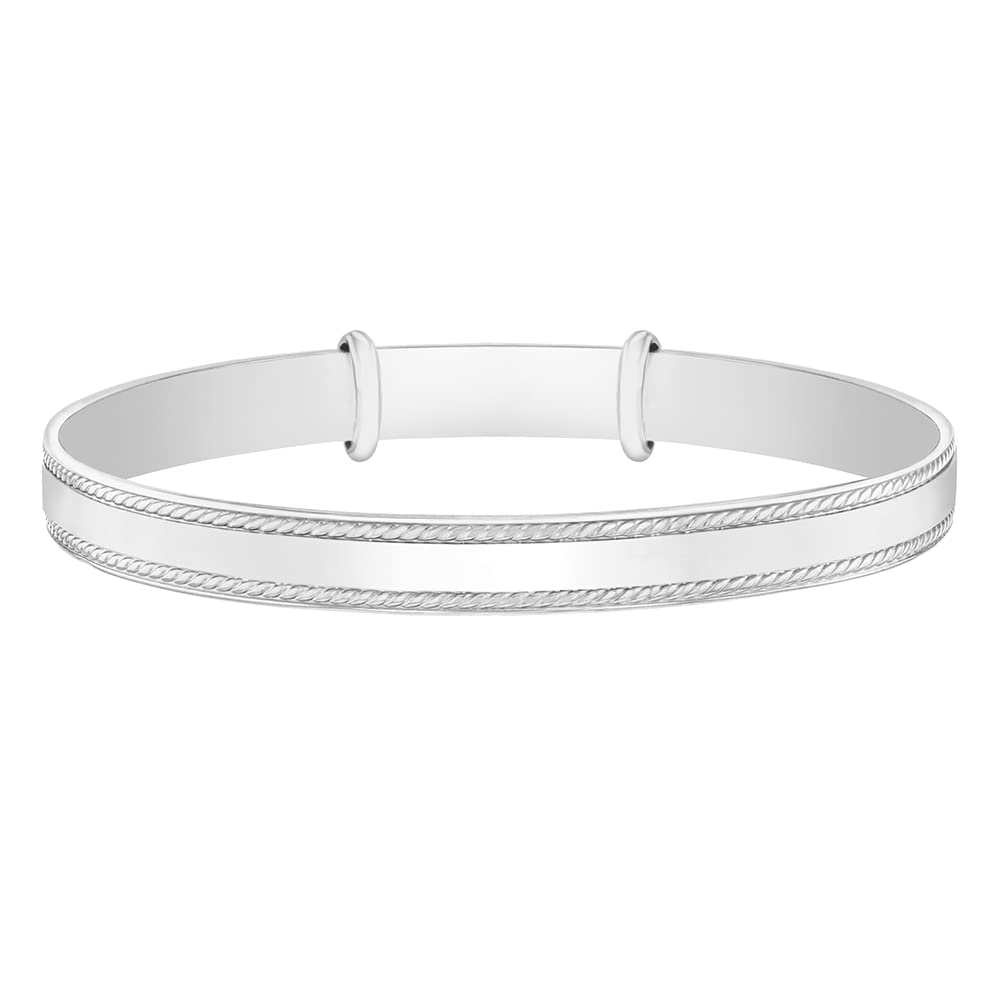 925 Sterling Silver Adjustable Bangle Bracelet For Toddler and Little Girls 5.5