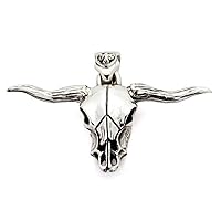 Bikerringshop Sterling Silver Buffalo Skull Bull Pendant