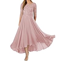 Lace Mother of The Bride Dresses with Sleeves Long Wedding Guest Dresses for Women Chiffon Mother of The Bride Dress