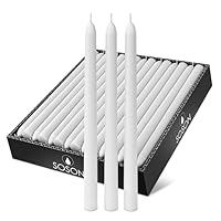 Simply Soson White Taper Candles 10 inch Dripless, Set of 30 Unscented Tapered White Candles, Smokeless Tall Candle Sticks Ideal for Wedding, Spa, Restaurant, Shabbat and Dinner Long Candlesticks