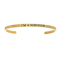 Intuitions Stainless Steel Yellow Finish im a Survivor Cuff Bangle